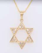 Fancy Yellow Gold Diamond Star of David Pendant on Chain