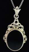 Silver Onyx Pendant with Marcasite Accents