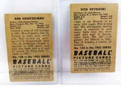 2 Bowman Gum 1952 Baseball Cards