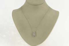 14K White Gold 0.27 Ctw Diamond Encrusted Split Bar Pendant