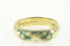 14K Yellow Gold Green Enamel X Criss Cross Statement Band Ring