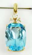 14K Pendant with 6CT Blue Topaz & Diamonds