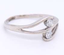 Elegant White Gold 2 Stone Round Brilliant Cut Diamond Ring