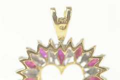 14K Yellow Gold Marquise Ruby Diamond Heart Love Symbol Pendant