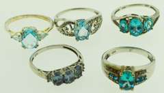 Sterling Silver Mixed Gemstone Ring Lot