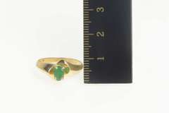 14K Yellow Gold Natural Emerald Oval Cut Engagement Bypass Ring