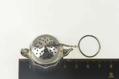 Sterling Silver Tea Pot Steeper Infuser Articulated Chain Ring
