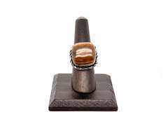 Square Cut Tiger's Eye & Hematite in Tibetan Silver Energy Ring