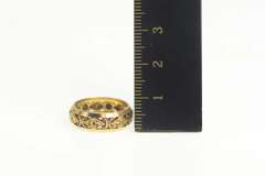 14K Yellow Gold Art Deco Orange Blossom Flower Scroll Band Ring