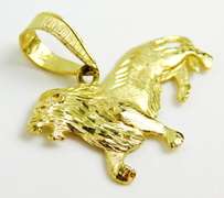 Large 10K Yellow Gold Lion Pendant