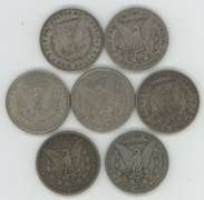 7 diff. Morgan Silver Dollars 1879 to 1901-O. Very nice circs