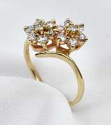 Pretty Double Flower Diamond Ring
