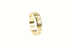 14K Yellow Gold Victorian Geometric Pattern Wedding Band Ring