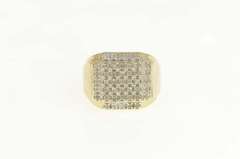 10K Yellow Gold 0.75 Ctw Pave Diamond Square Men's Ring
