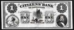 Superb Crisp 1800's $1 Note Citizens Bank Of Louisiana!