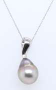 Gorgeous 14kt WG Grey Pearl Pendant Necklace