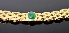 Stunning 18K Panther Link Necklace with Cabachon Emeralds