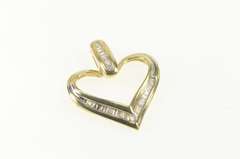 10K Yellow Gold 0.20 Ctw Diamond Baguette Heart Symbol Pendant