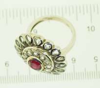 Sterling Silver Floral Ruby White Topaz Ring
