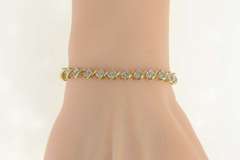 10K Yellow Gold Diamond Cluster Wave Link Classic Tennis Bracelet