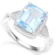 3.86 CT BABY SWISS BLUE TOPAZ & DIAMOND 925 STERLING SILVER COCKTAIL RING