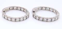 Dazzling White Gold 2cts inside out Hoop Earrings with LGL Cert