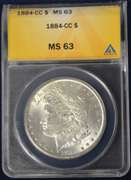 1884-CC Morgan Silver Dollar ANACS MS63