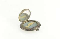 Sterling Silver Victorian JMB Etched Scroll Powder Case Pendant