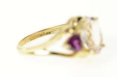 10K Yellow Gold Three Stone Oval Cubic Zirconia Pink Tourmaline Ring