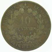 1872-K Republique Francaise 10 Cenntimes Liberte Egalite Fraternite Coin