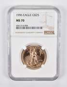 MS70 1996 $25 American Gold Eagle 1/2 Oz. .999 Fine Gold NGC