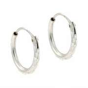 Sterling Silver Etched 12mm Hoop Earrings