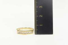 14K Yellow Gold Diamond Channel Squared Wedding Band Ring
