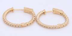 Brilliant Yellow Gold Diamond in out Hoop Earrings