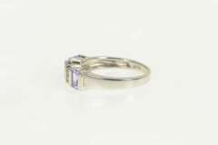 14K White Gold Emerald Cut Tanzanite Diamond Statement Ring
