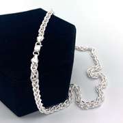 Detailed Italian Sterling Wheat Chain Necklace