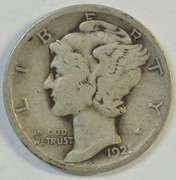 Key date 1921-D Mercury Dime in Fine+. Nice