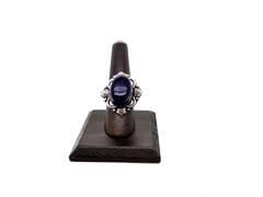 Oval Cut Purple Glass Ring in Tibetan Silver