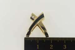14K Yellow Gold Black Onyx Diamond X Criss Cross Slide Pendant