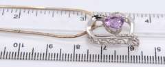 Vintage Italian Sterling Silver Amethyst Heart Shaped Pendant on Chain