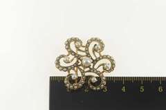 18K Yellow Gold Victorian Seed Pearl Flower Snowflake Pendant/Pin