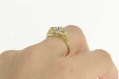 14K Yellow Gold Art Deco Revival Filigree Travel Engagement Ring