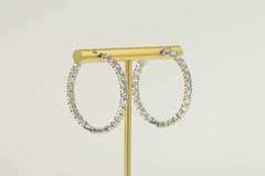 18K White Gold 6.31 Ctw Roberto Coin Diamond Hoop Earrings
