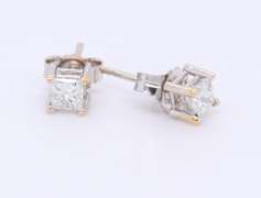 Elegant White Gold Princess Cut Diamond Stud Earrings
