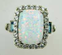 Fancy Sterling Opal & Gemstones Ring, Size 7