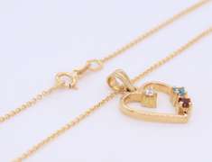 Favorite Yellow Gold Diamond and Tanzanite and Garnet Heart Pendant on Chain