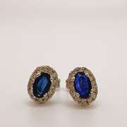14kt Gold, Blue Sapphire, & Diamond Earrings