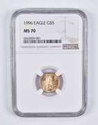 MS70 1996 $5 American Gold Eagle 1/10 Oz. .999 Fine Gold NGC