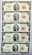 5 CH CU Red Seal $2 US Notes