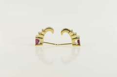 14K Yellow Gold 2.00 Ctw Emerald Cut Ruby Diamond Stud Earrings